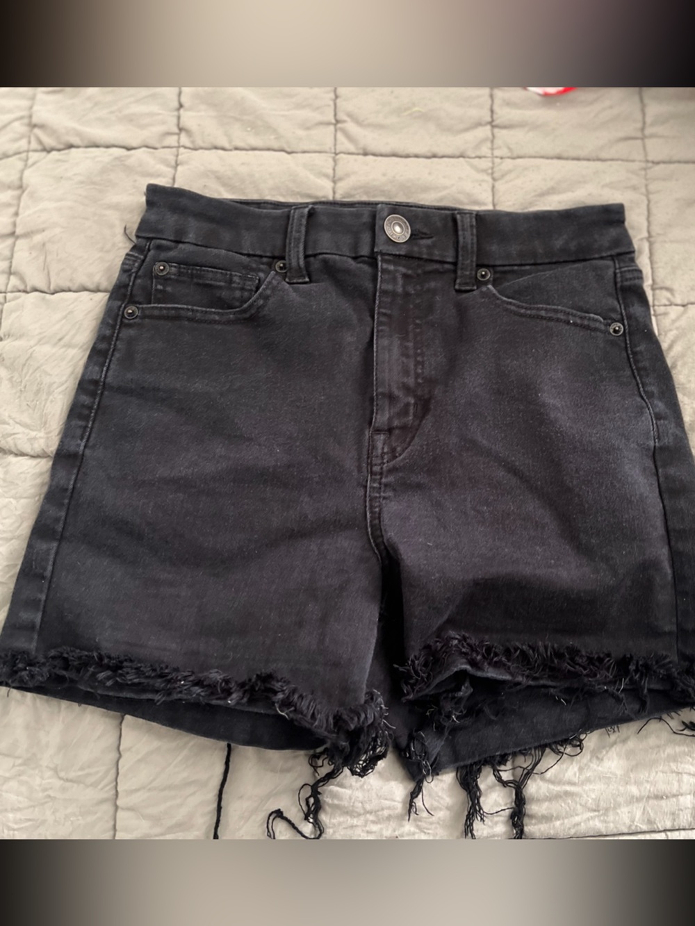 American Eagle Outfitters Black Frayed Hem Jean Shorts